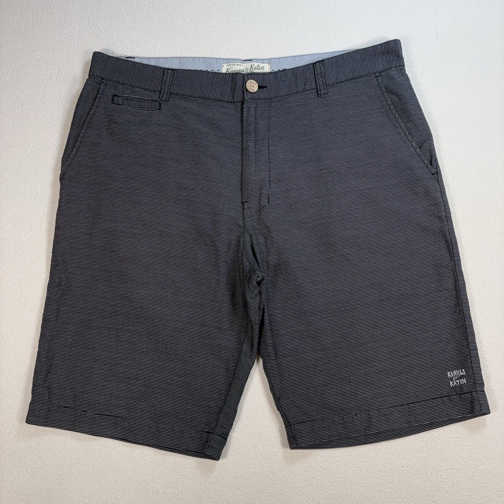 Kanvas by Katin Shorts Men's 36 (fits 38x11) Gray Stripe 100% Cotton Pocket